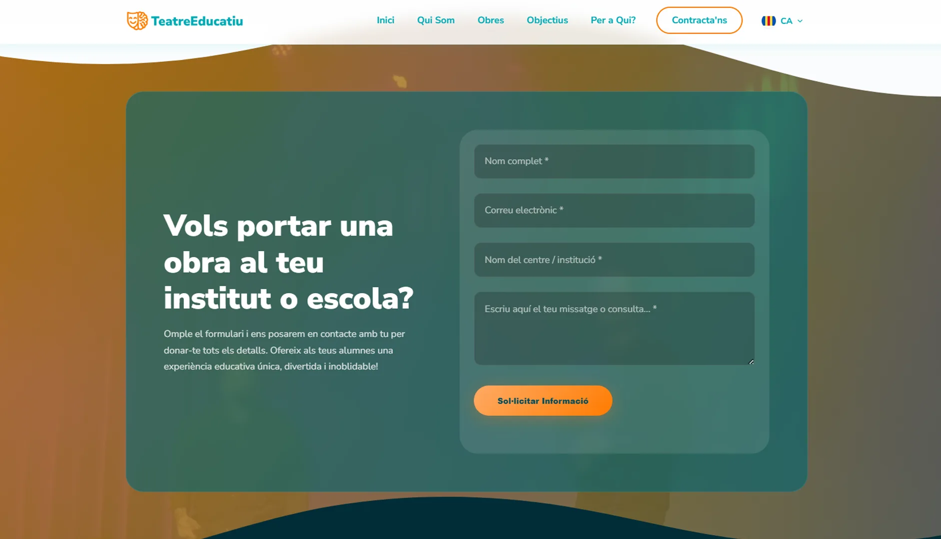 Página de contacto del proyecto TeatreEducatiu